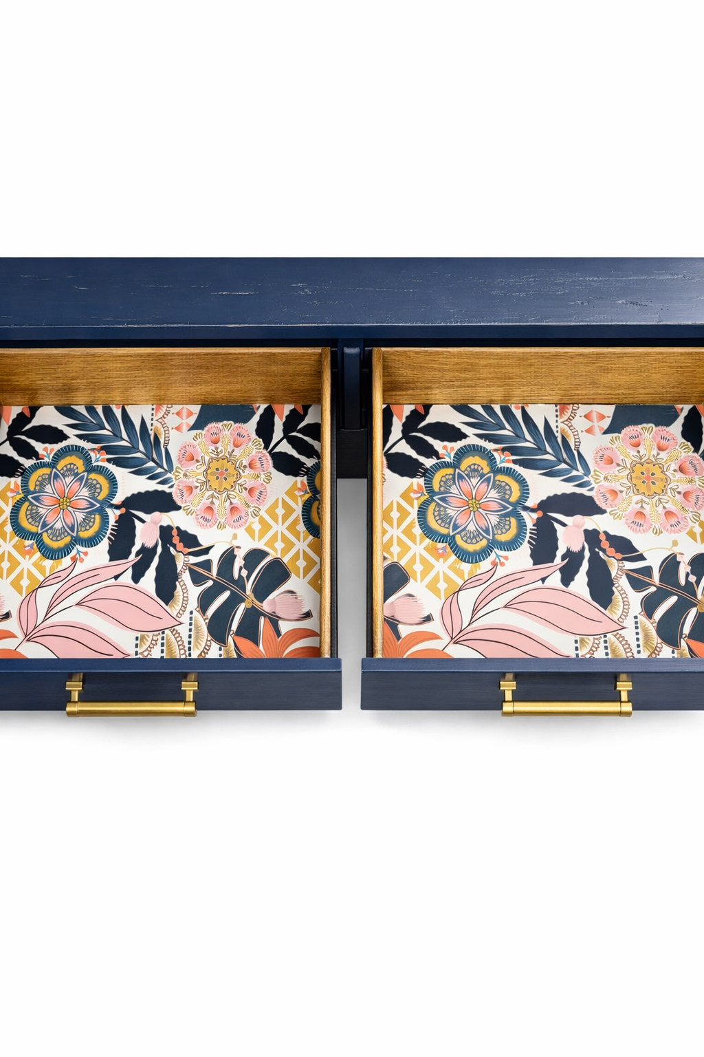 Expertly refinished Hale Navy Sideboard/Buffet/TV stand/Console Table; Solid Wood, Gold dipped