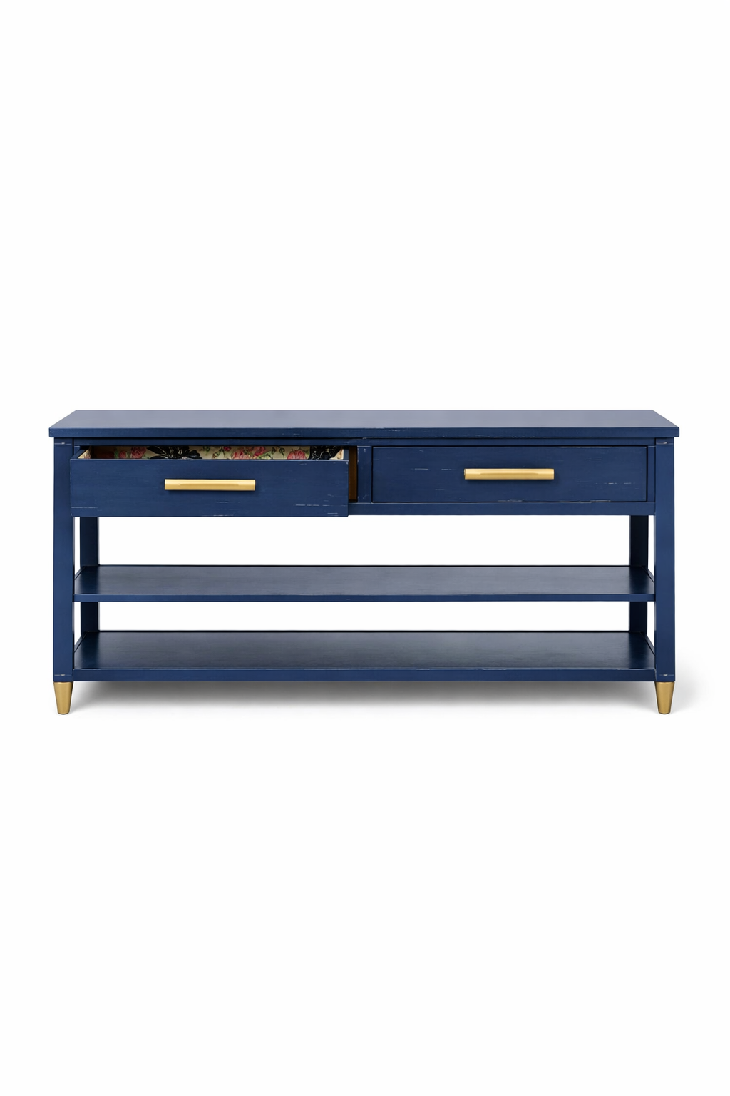 Expertly refinished Hale Navy Sideboard/Buffet/TV stand/Console Table; Solid Wood, Gold dipped