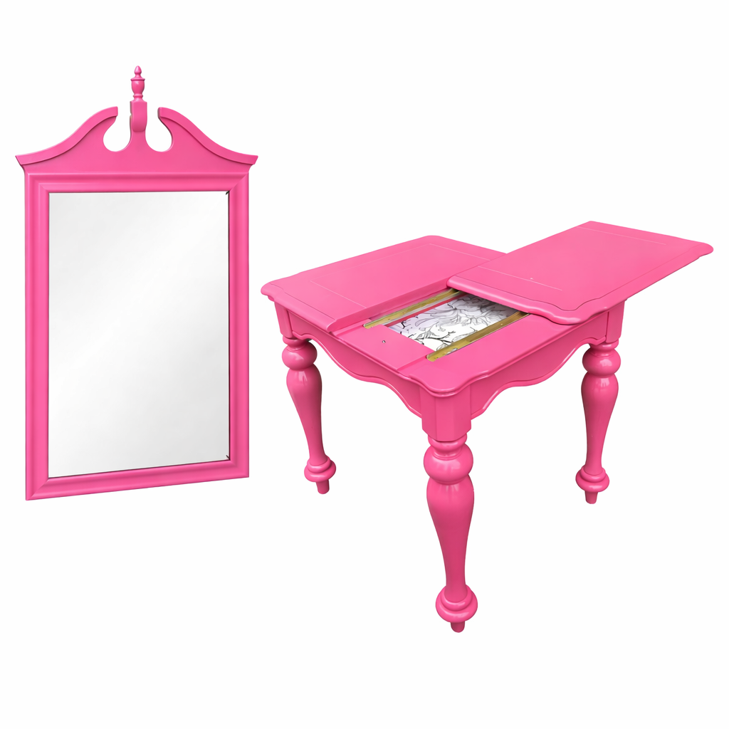 Meet Chloe - an expertly hand finished high gloss Peony Pink parlor table (accent table) with hidden storage