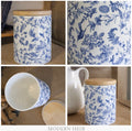 Blue &amp; White Ceramic Canister with Bamboo Lid