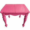 Meet Chloe - an expertly hand finished high gloss Peony Pink parlor table (accent table) with hidden storage