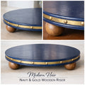 Handcrafted Modern Heir Navy & Gold wooden riser trivet